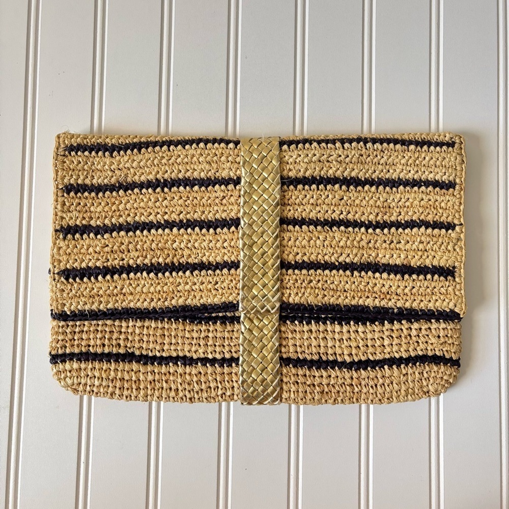 Mar Y Sol | Women's Boho Raffia Whitney Striped Clutch